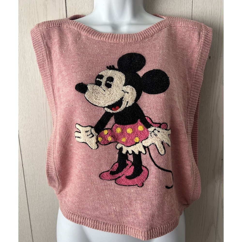 Vintage 80s 90's Disney Minnie Mouse Sunday Comics Sleeveless Sweater Loop
